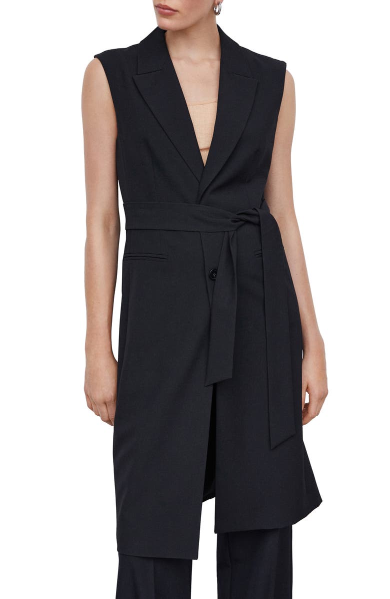 MANGO Belted Longline Vest, Main, color,