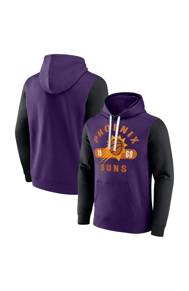 FANATICS Men's Fanatics Branded Purple/Black Phoenix Suns Attack Colorblock Pullover Hoodie, Main, color, Purple