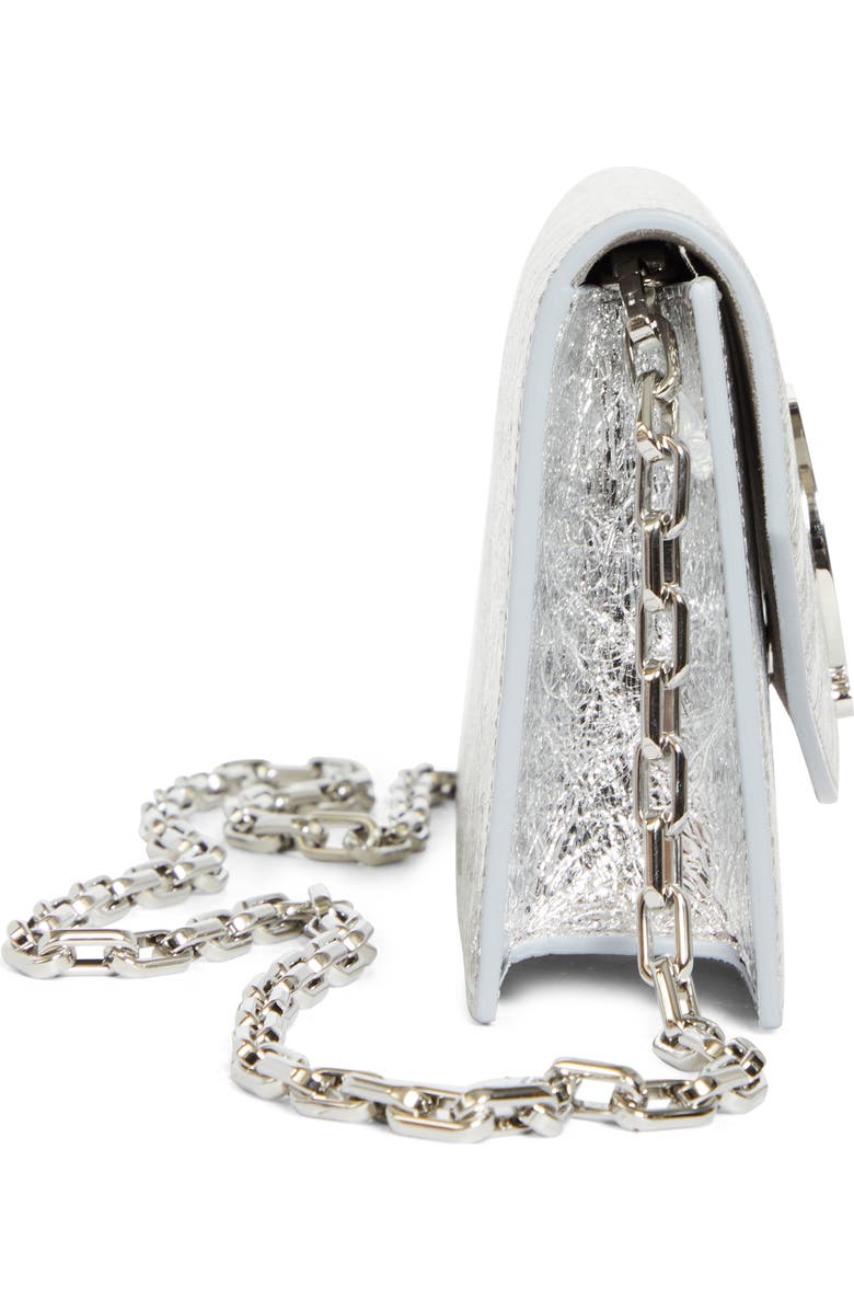 Christian Louboutin Loubi54 Crinkled Metallic Leather Clutch, Alternate, color, Silver