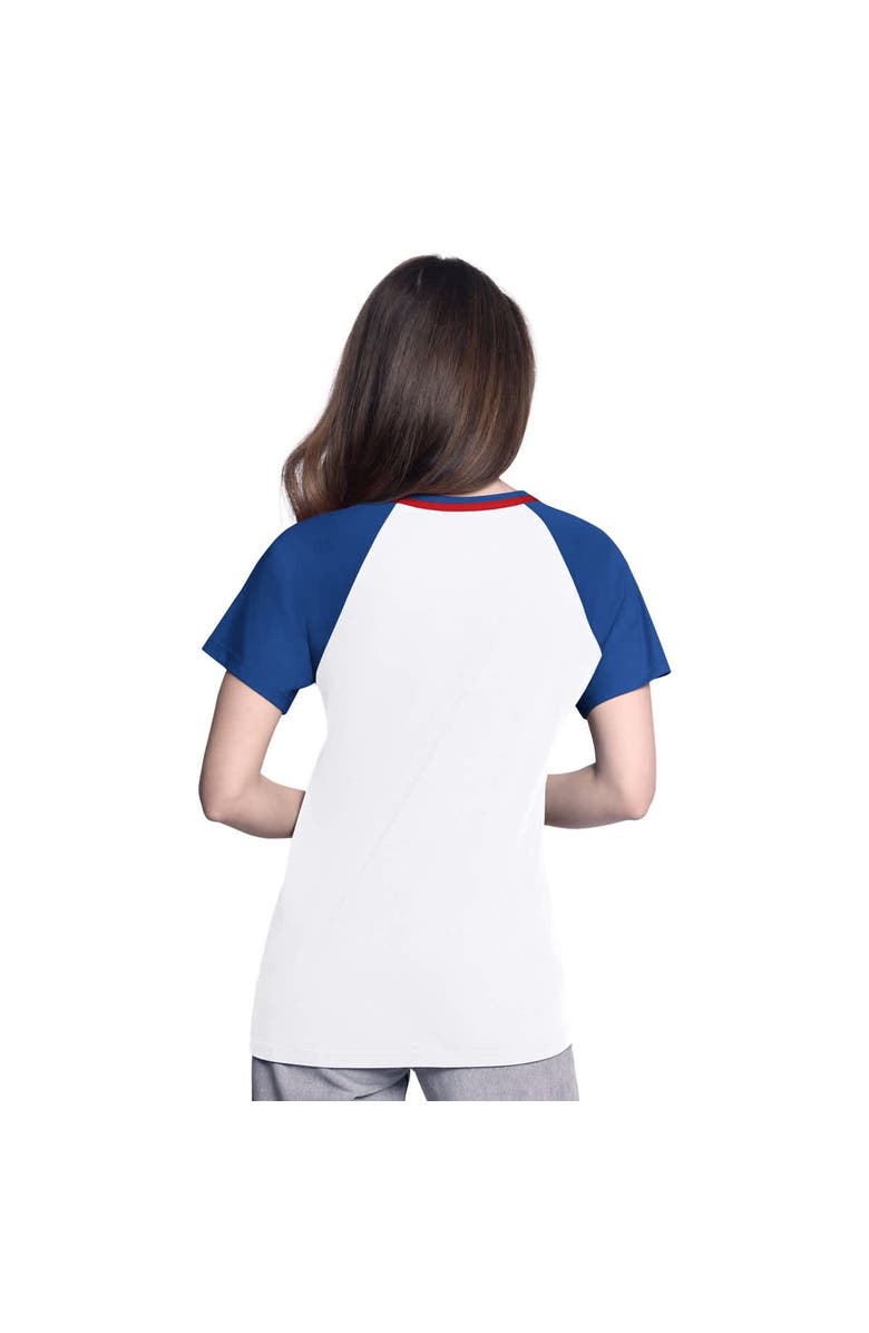 G-III 4HER BY CARL BANKS Women's G-III 4Her by Carl Banks  White/Royal Texas Rangers Ball Park Raglan V-Neck T-Shirt, Alternate, color, 