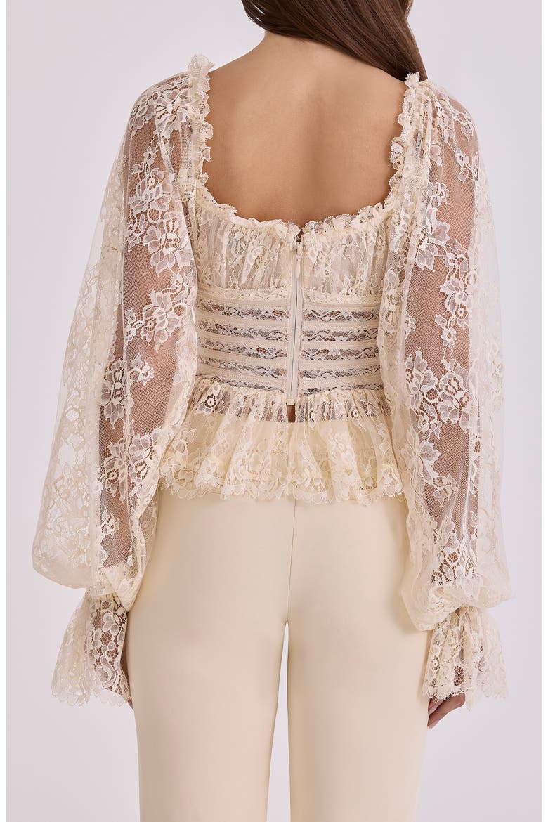 Cara Balloon Sleeve Crop Lace Top, Alternate, color, VINTAGE IVORY