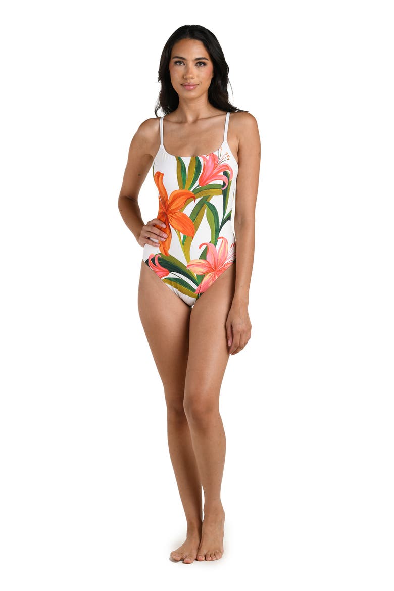 Jungle Blossoms One-Piece Swimsuit, Alternate, color, ORANGE MULTI