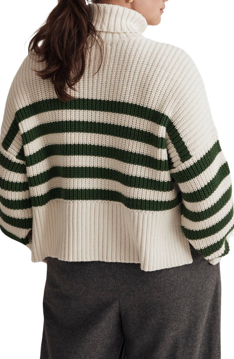 Madewell Wide Rib Turtleneck Sweater, Alternate, color, Varsity Green Stripe