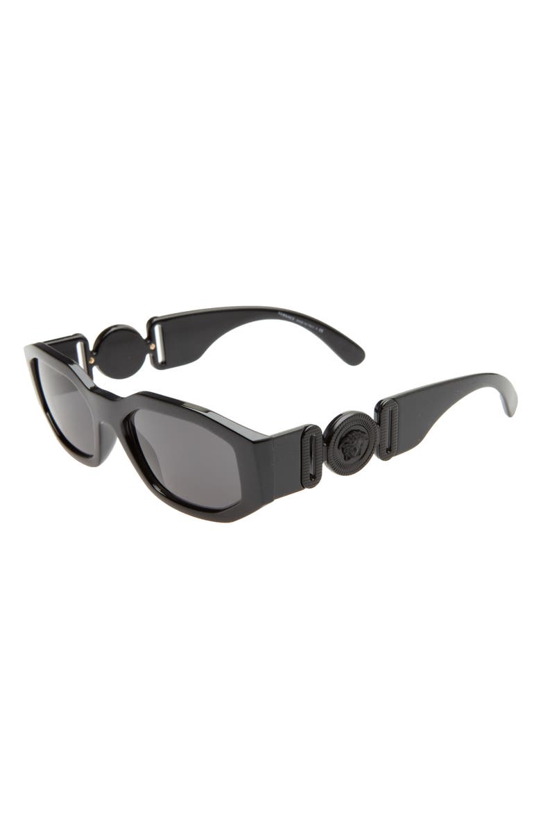 Versace 53mm Rectangular Sunglasses, Alternate, color, Dark Grey