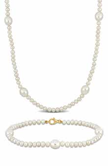 DELMAR Cultured Freshwater Pearl Necklace & Bracelet Set