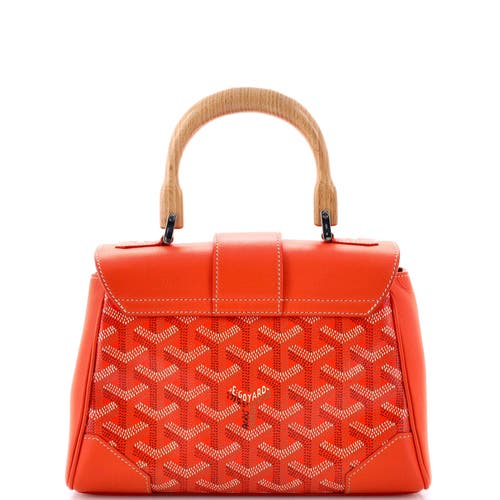 Pre-owned Goyard Goyard Saigon Top Handle Bag Coated Canvas With Leather Mini In Orange
