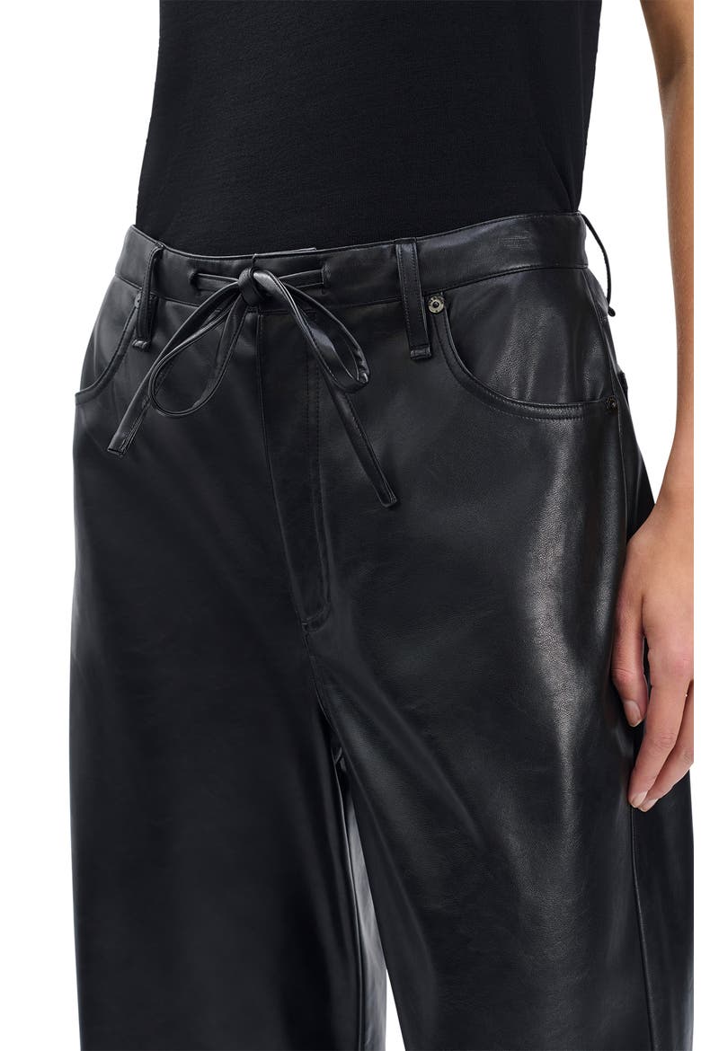 Phoebe Faux Leather Drawstring Wide Leg Pants, Alternate, color, BLACK