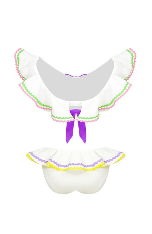 Nessi Byrd Ruffle & Bow Detail Two Piece Bikini,toddler-little Kid & Big Kid In Animal Print