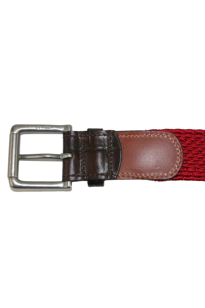 Men's Hampton Stretch Belt with Croc Print Tabs, Alternate, color, Red