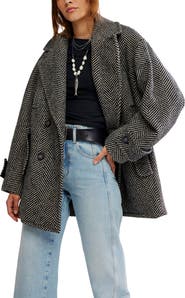 Free People Ari Herringbone Peacoat
