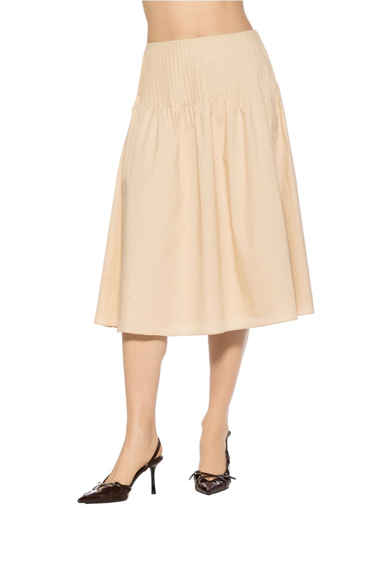 Esme Pintuck Waist Full Poplin Skirt, Alternate, color, Beige
