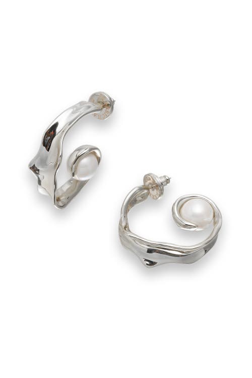 Classicharms Natalie Molten Sculptural Hoop Earrings In Silver