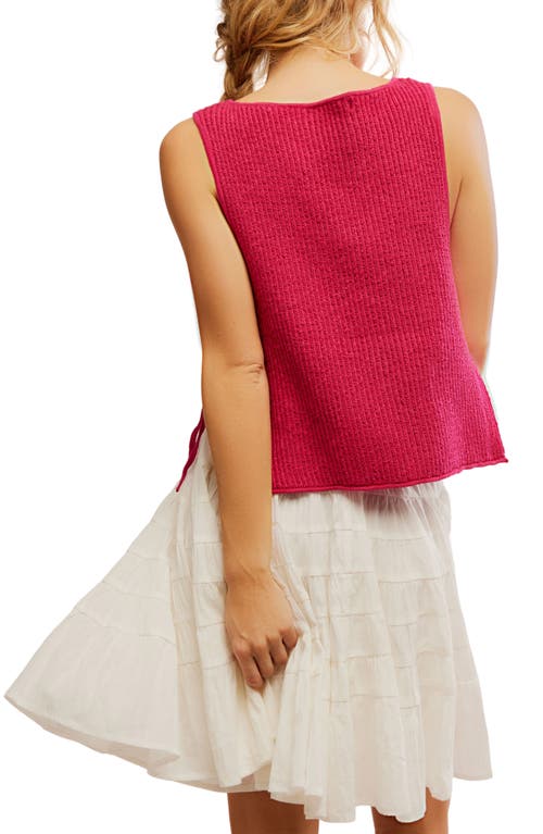 Free People Lizzie Rib Side Tie Sleeveless Cotton & Linen Sweater
