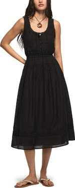 Lucky Brand Lace Inset Sleeveless Midi Dress