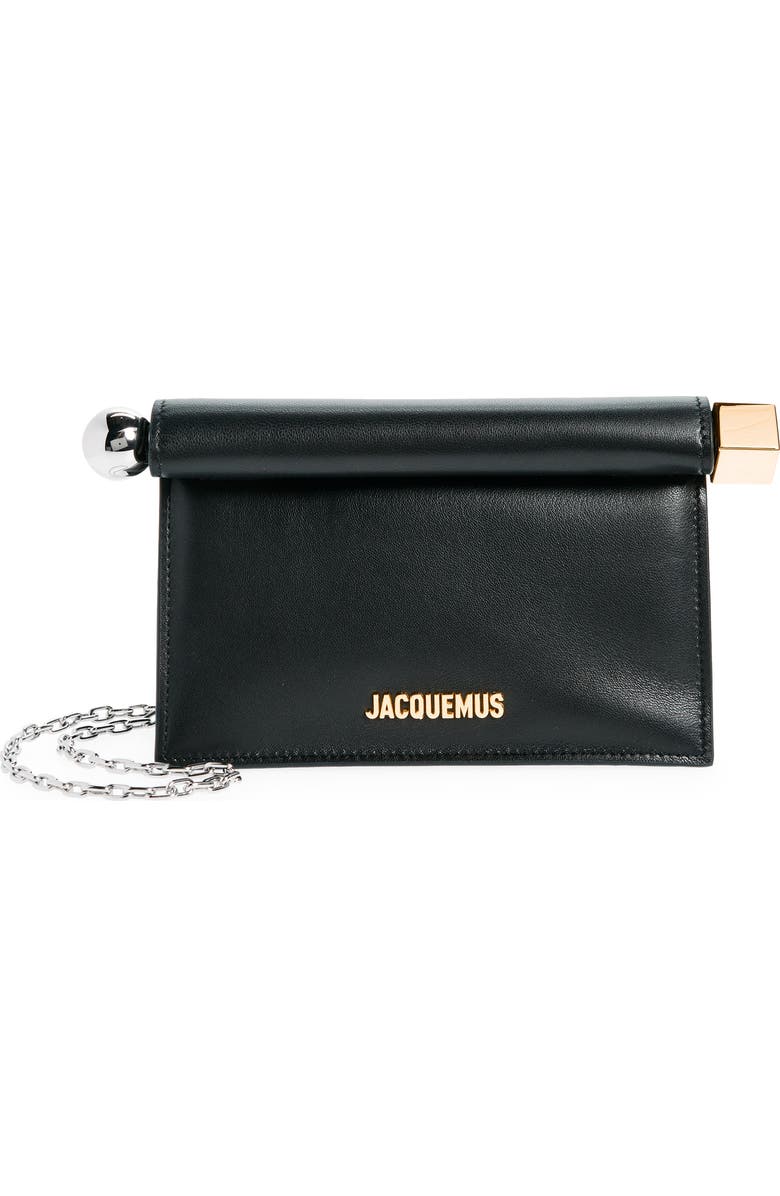 Jacquemus La Petite Pochette Rond Carré Clutch, Main, color, Black 990