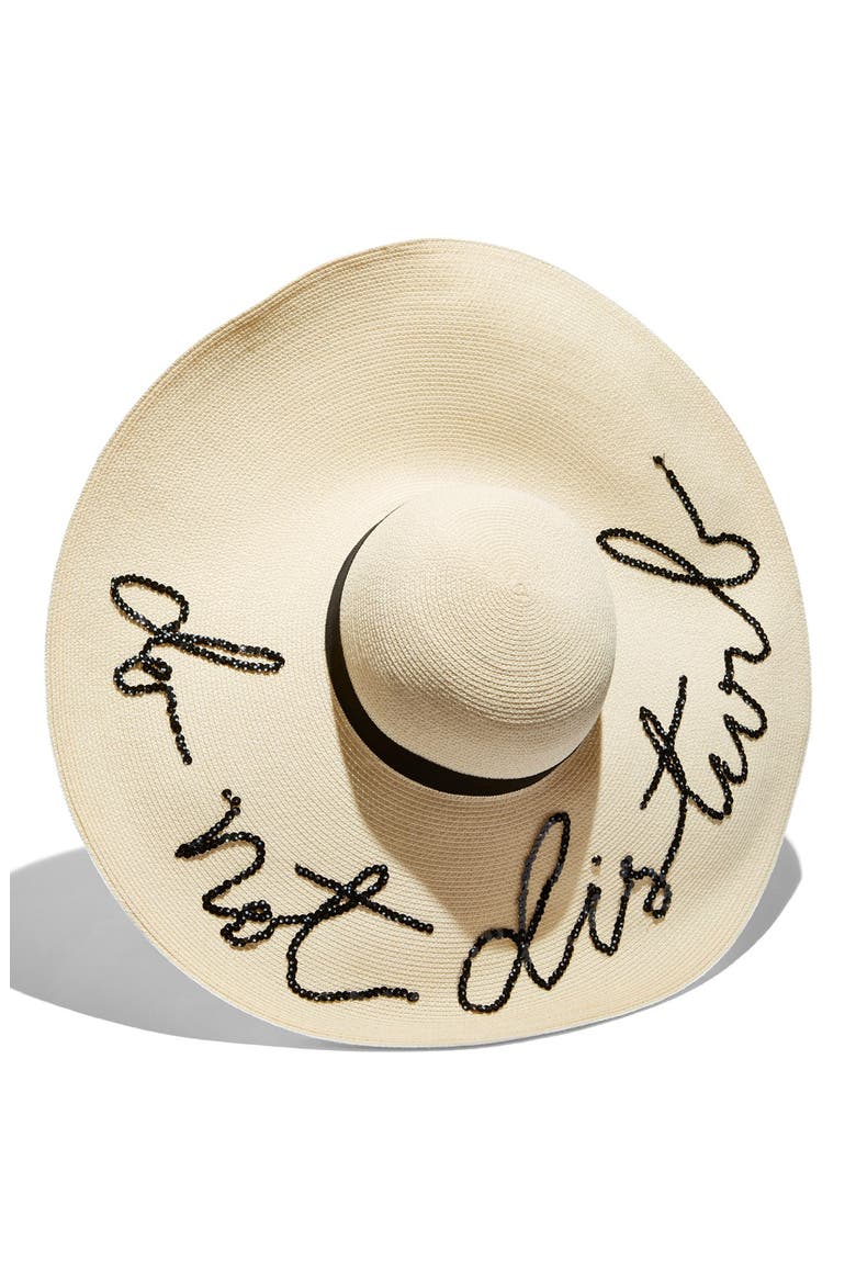 'Sunny - Do Not Disturb' Straw Sun Hat, Alternate, color, IVORY