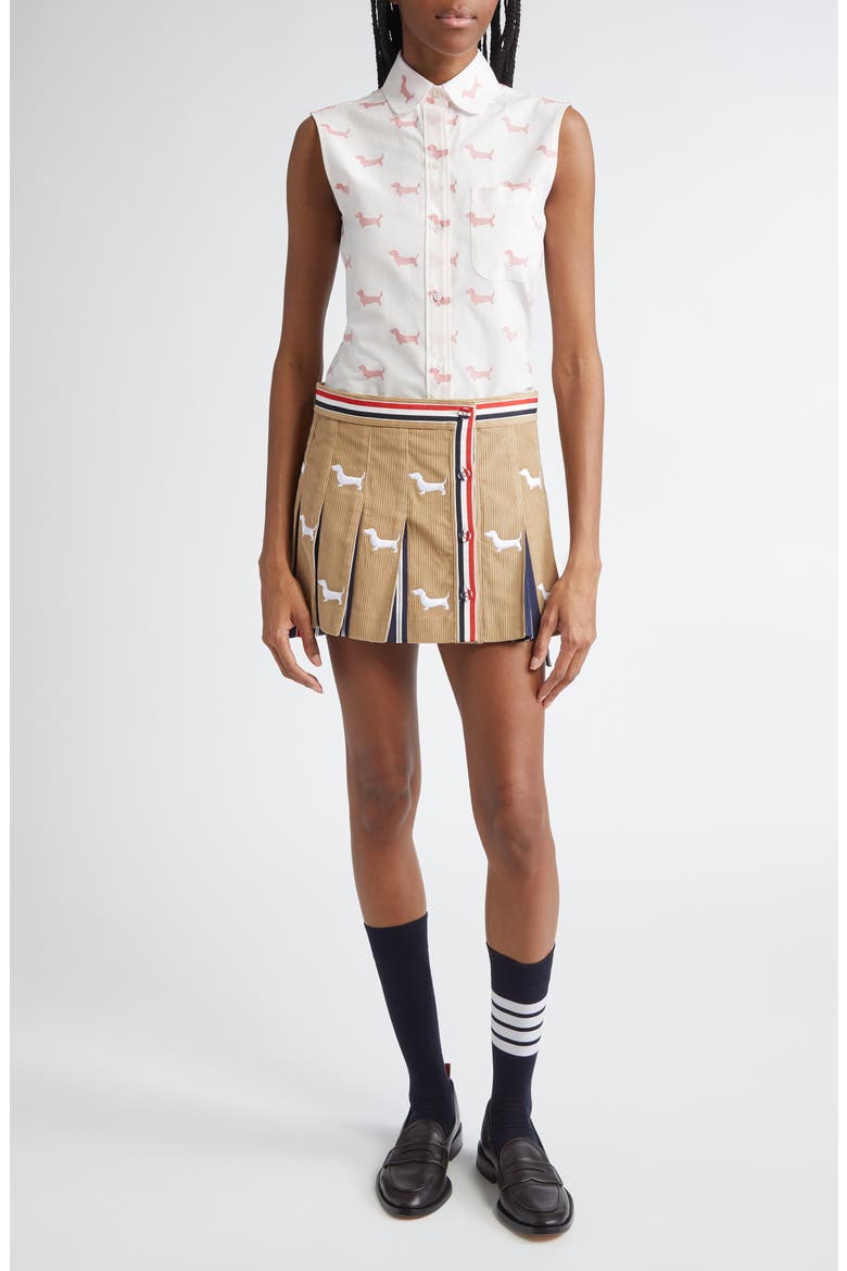 Hector Pleated Corduroy Miniskirt, Alternate, color, KHAKI