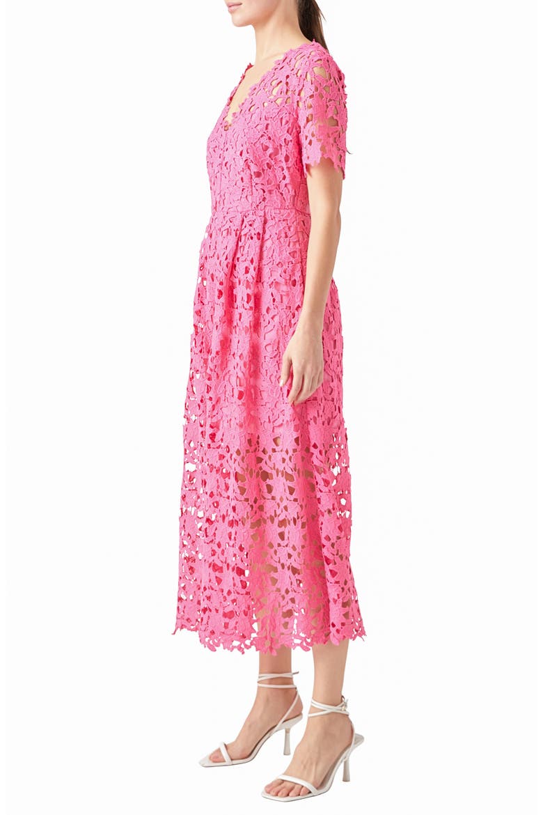 Allover Lace Midi Dress, Alternate, color, PINK