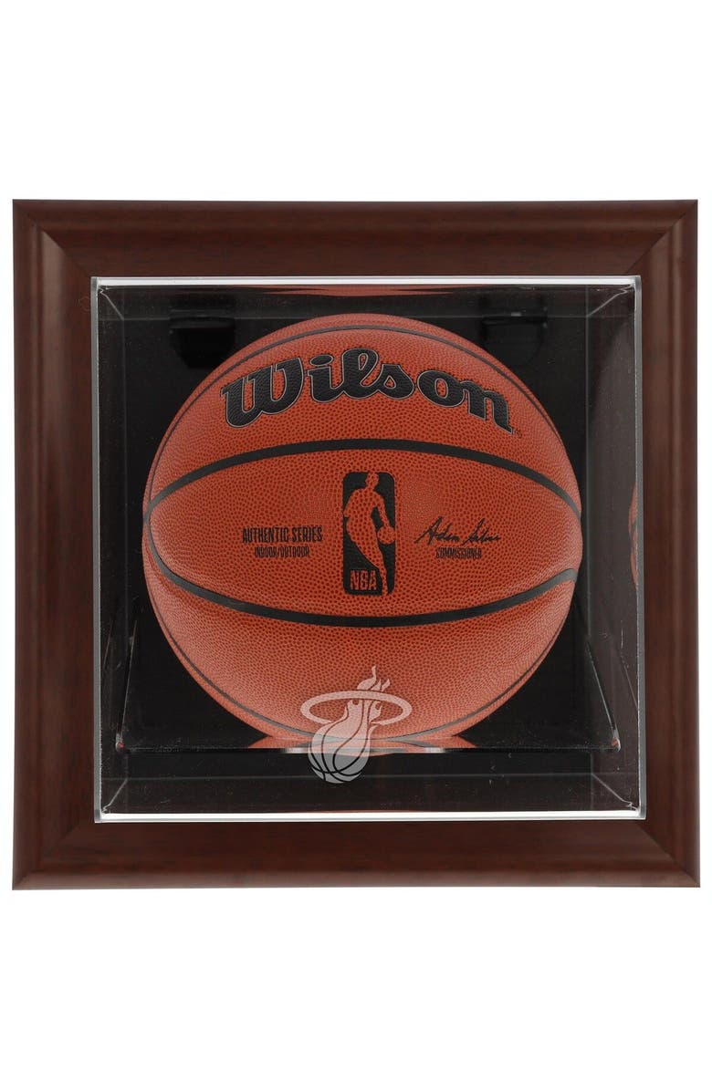 FANATICS AUTHENTIC Miami Heat Brown Framed Wall-Mountable Team Logo Basketball Display Case, Main, color,