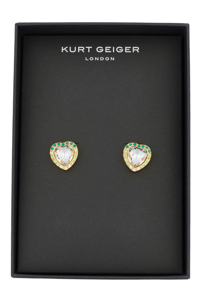 Pavé Crystal Heart Stud Earrings, Alternate, color, GREEN