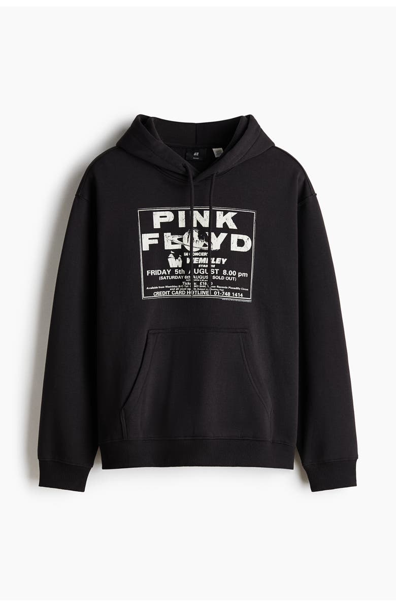 H&M Regular Fit Printed Hoodie, Main, color, Black/Pink Floyd