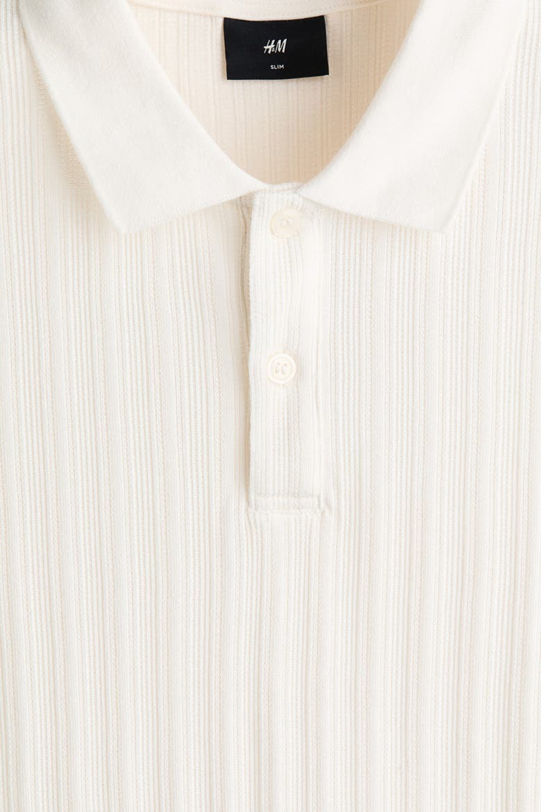 Slim-fit Textured Jersey Polo Shirt, Alternate, color, Cream