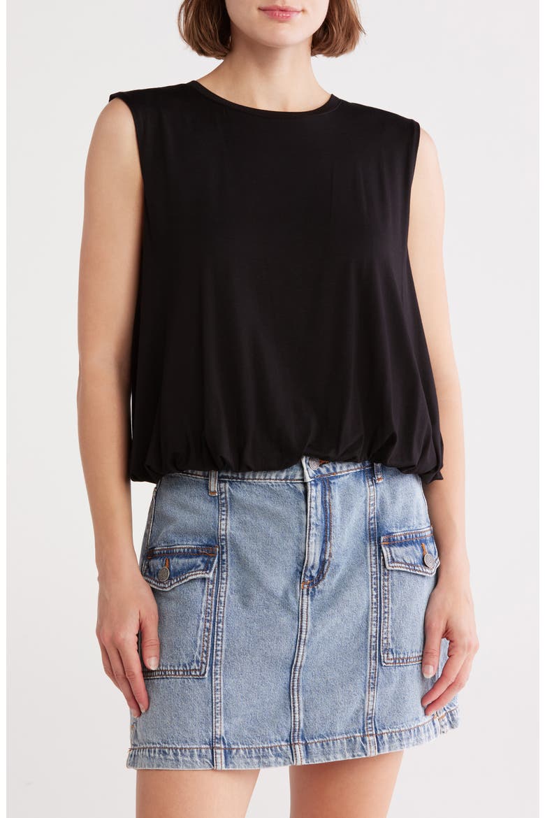 Sleeveless Bubble Hem Top, Main, color, BLACK