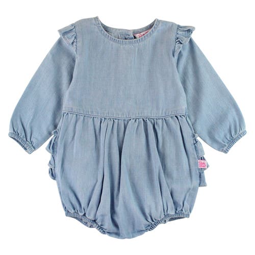 Rufflebutts Baby Toddler Girls Long Sleeve Flutter Bubble Romper In Blue