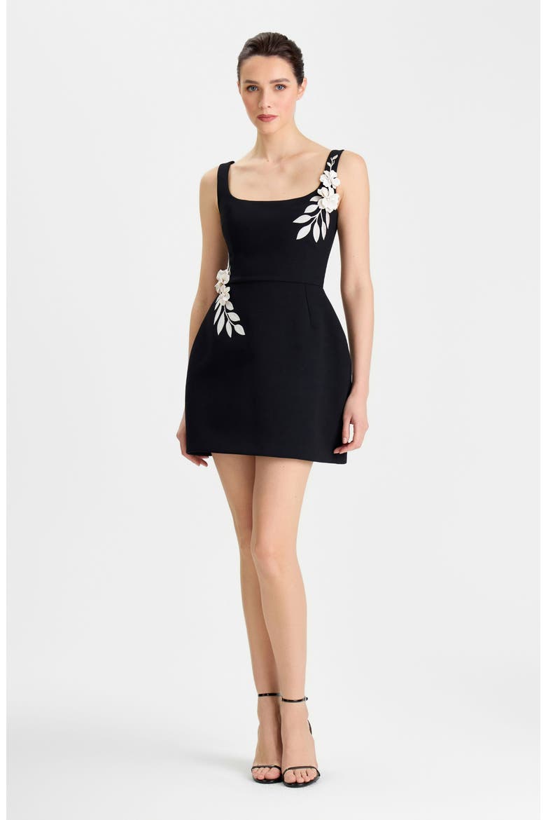 Lana Floral Appliqué Fit & Flare Cocktail Minidress, Alternate, color, BLACK