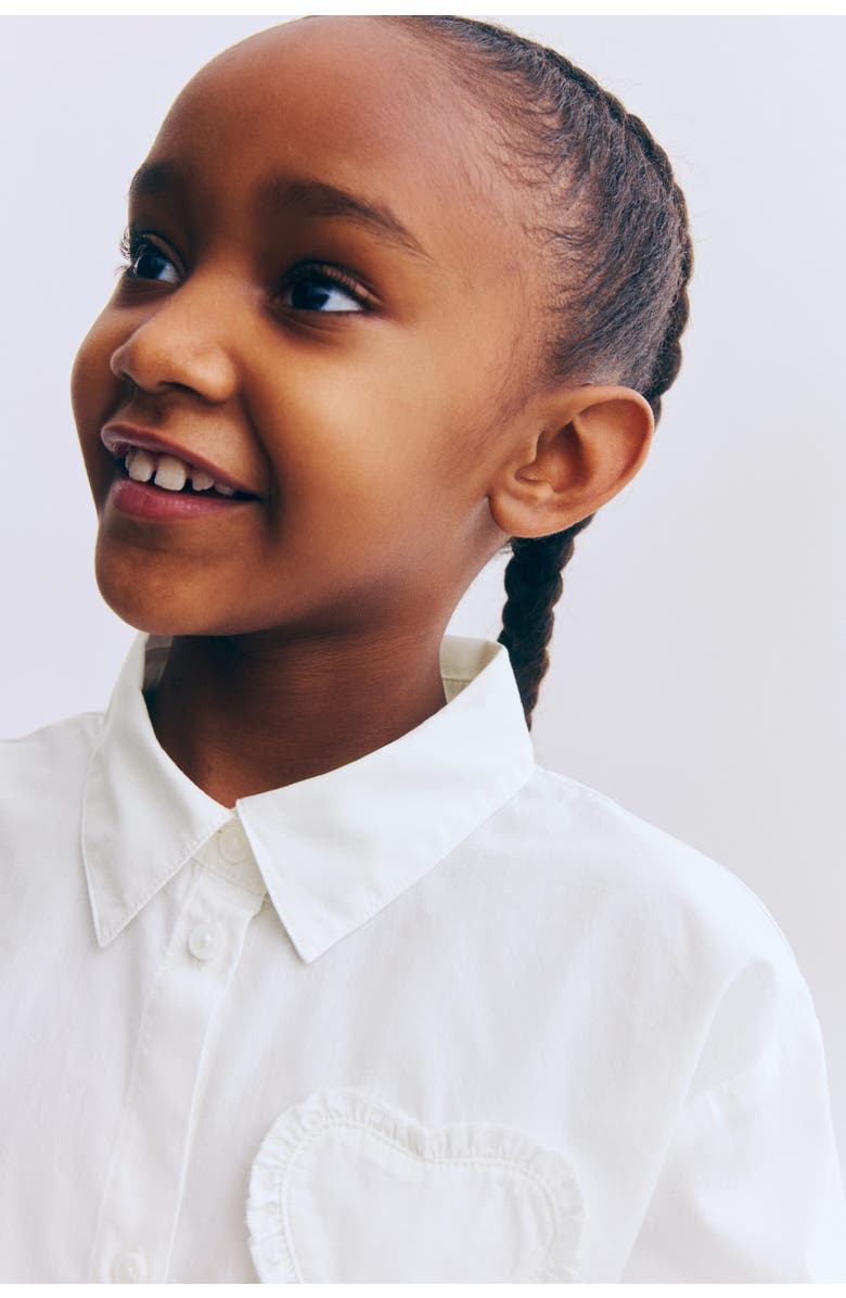 H&M Heart-appliqué poplin shirt, Alternate, color, Cream