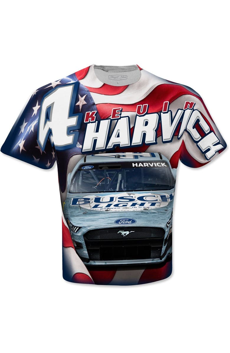 STEWART-HAAS RACING Men's Stewart-Haas Racing Team Collection White Kevin Harvick Sublimated Patriotic T-Shirt, Alternate, color, White