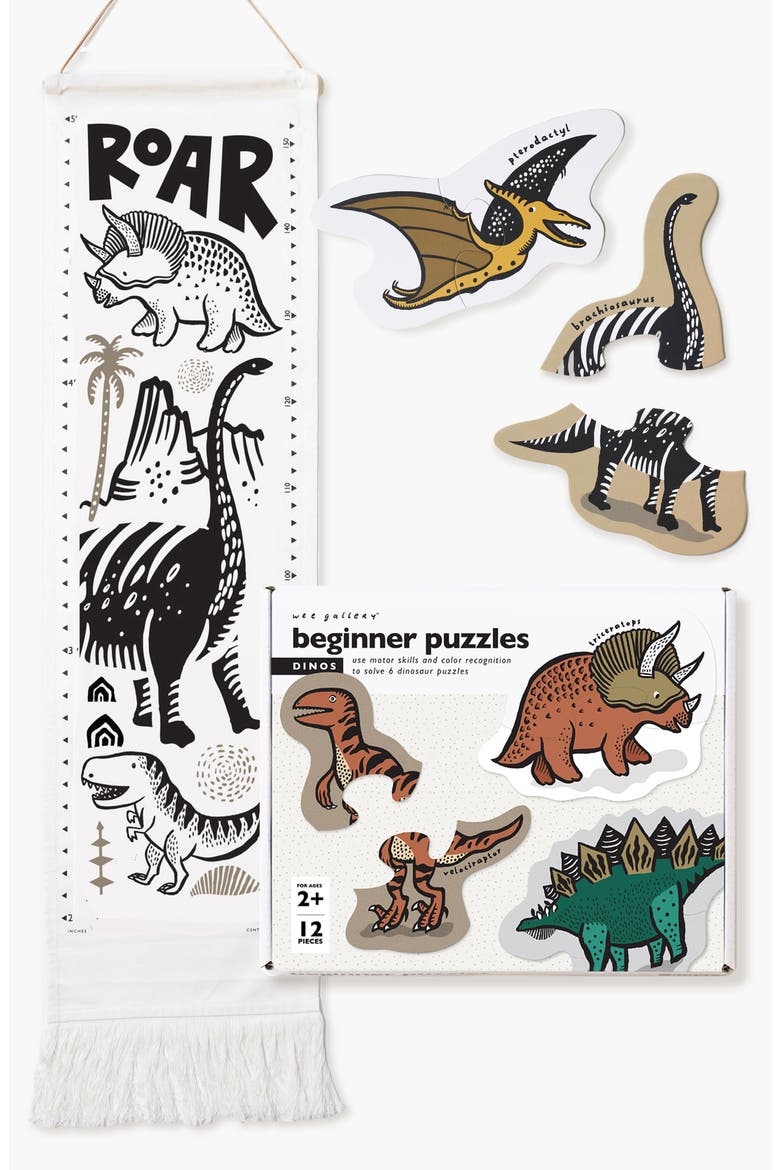 Dino Growth Chart and Beginner Dino Floor Puzzle Bundle, Main, color, Dino