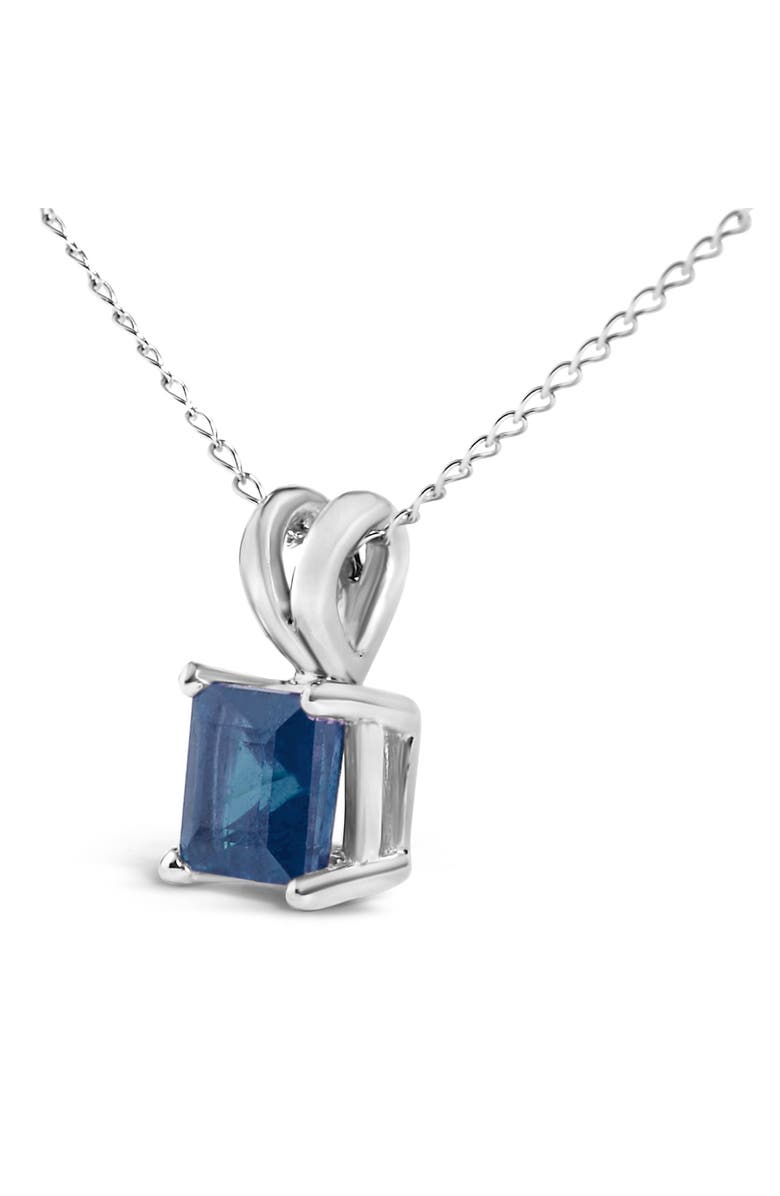 Haus of Brilliance 14K Gold 5x5 MM Square Shaped Gemstone Solitaire Pendant Necklace, Alternate, color, Blue Sapphire | White