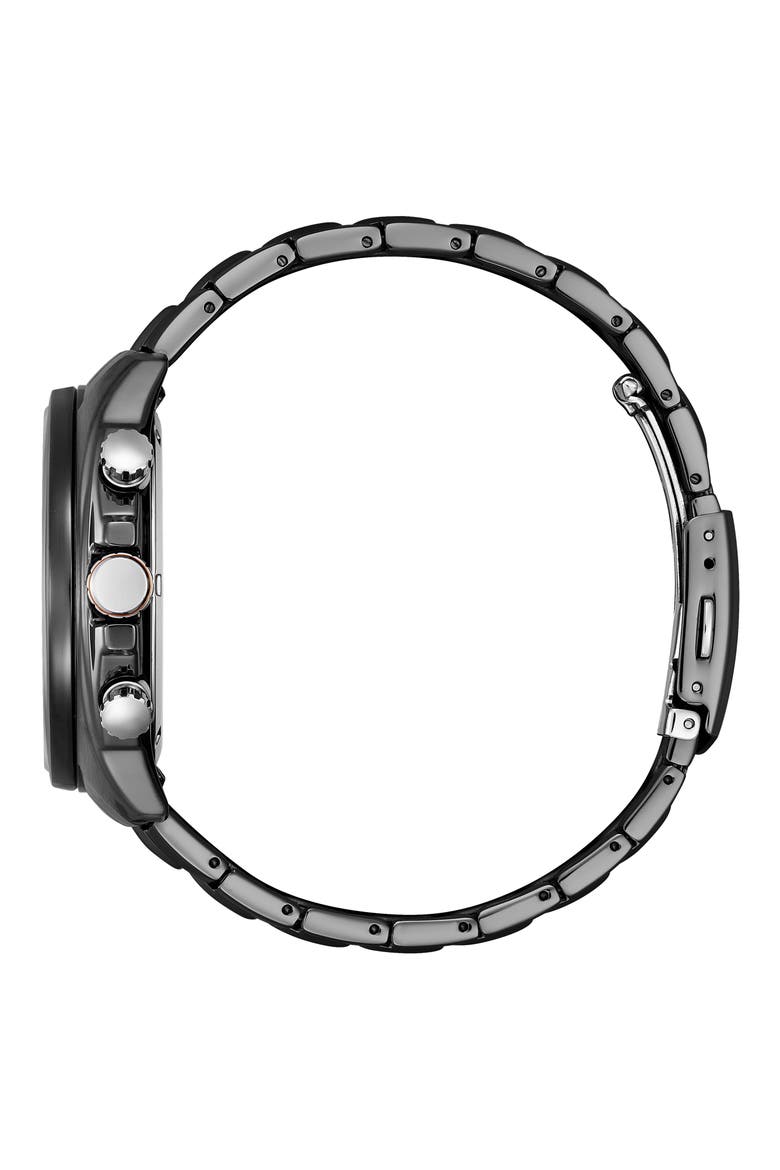 Eco Drive Chronograph Ion Plated Stainless Steel Bracelet Watch, 44mm, Alternate, color, GRAY