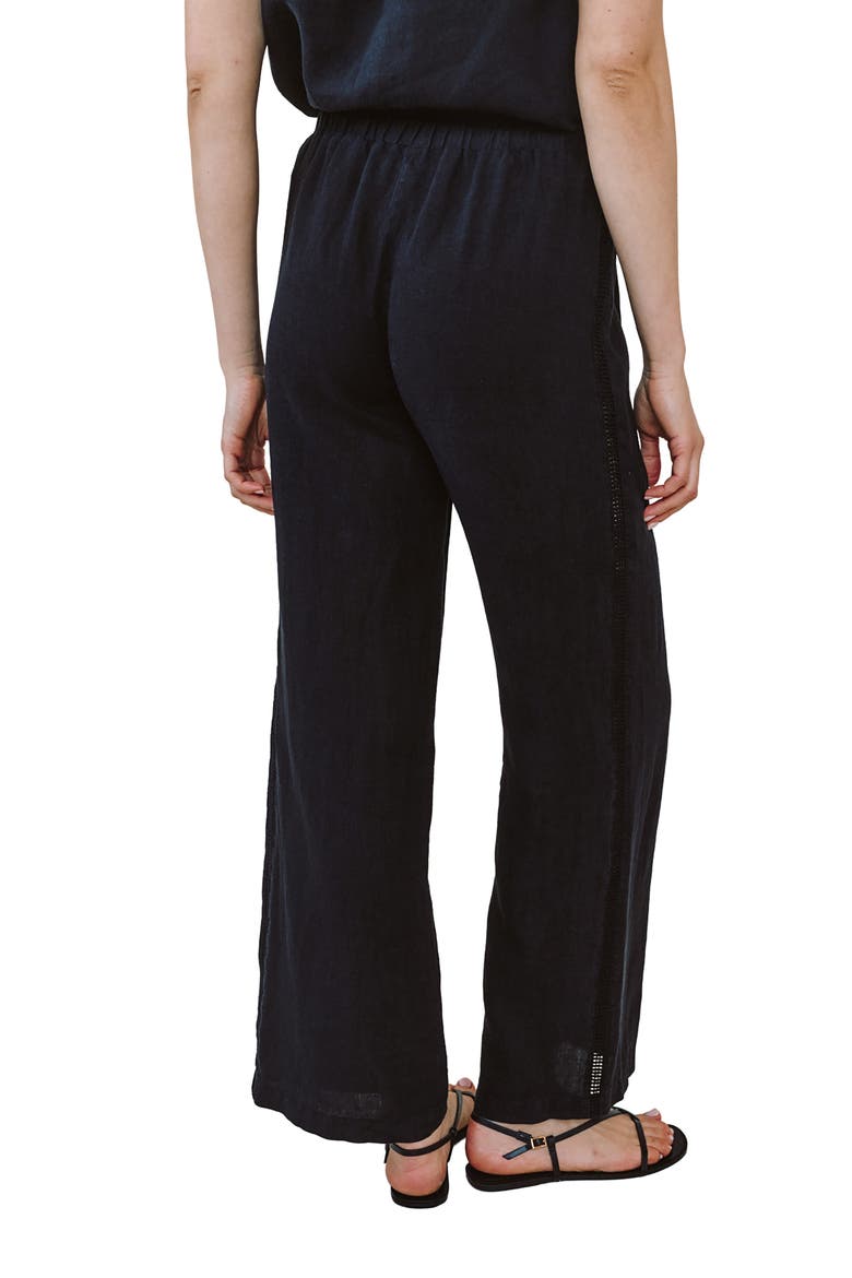 Wide Leg Linen Pants, Alternate, color, BLACK