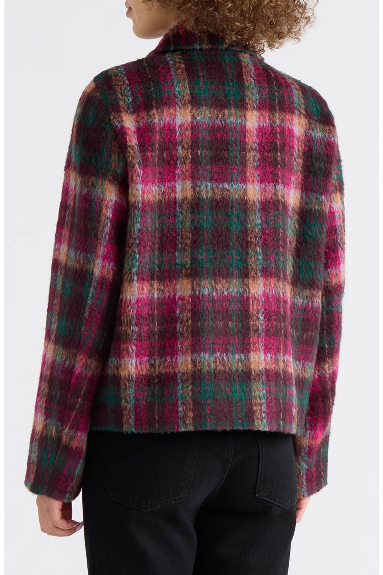 Skye Brushed Faux Wool Plaid Jacket, Alternate, color, FUCHSIA PLAID