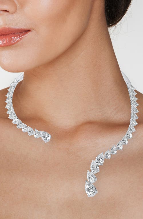 Cz By Kenneth Jay Lane Graduated Pear Cut Cubic Zirconia Statement Necklace In Metallic