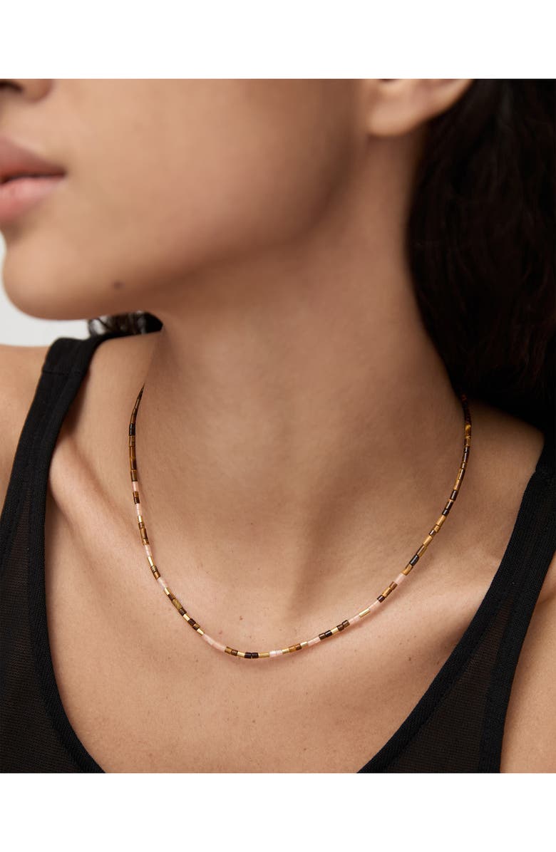 Monica Vinader Delphi Beaded Necklace, Alternate, color, 18K Gold Vermeil / Tigers Eye