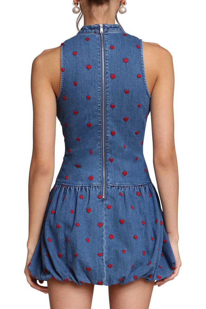 Heart Embroidered Mock Neck Bubble Dress, Alternate, color, MONARCH HEART