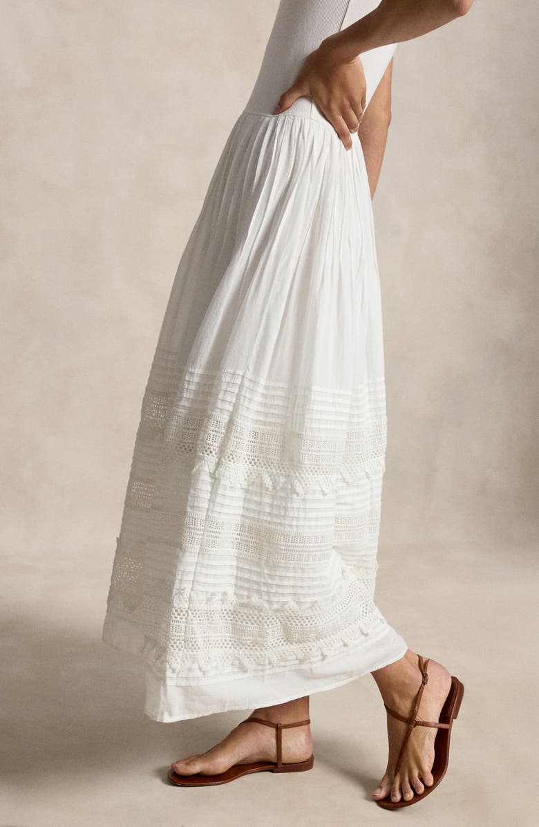 Polo Ralph Lauren Lace & Pintuck Detail Stretch Cotton Blend Tank Dress, Alternate, color, White