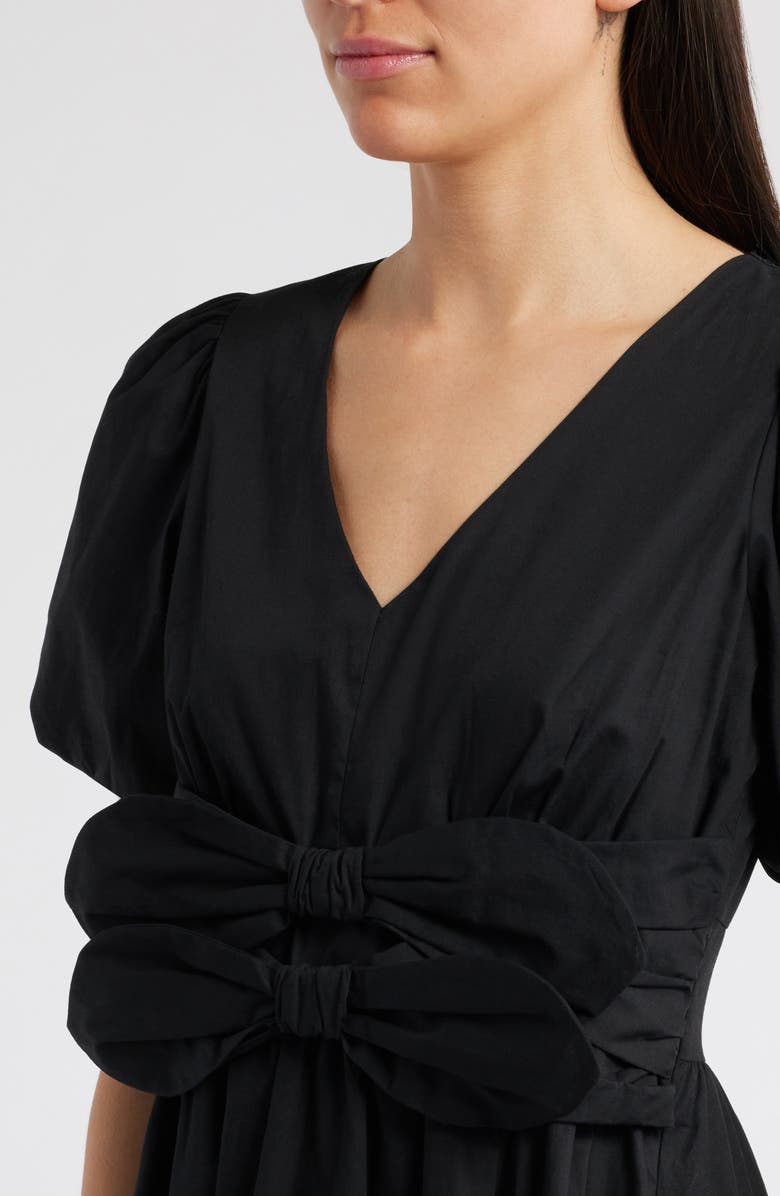 MOON RIVER Front Bow Detail Cotton Midi Dress, Alternate, color, 