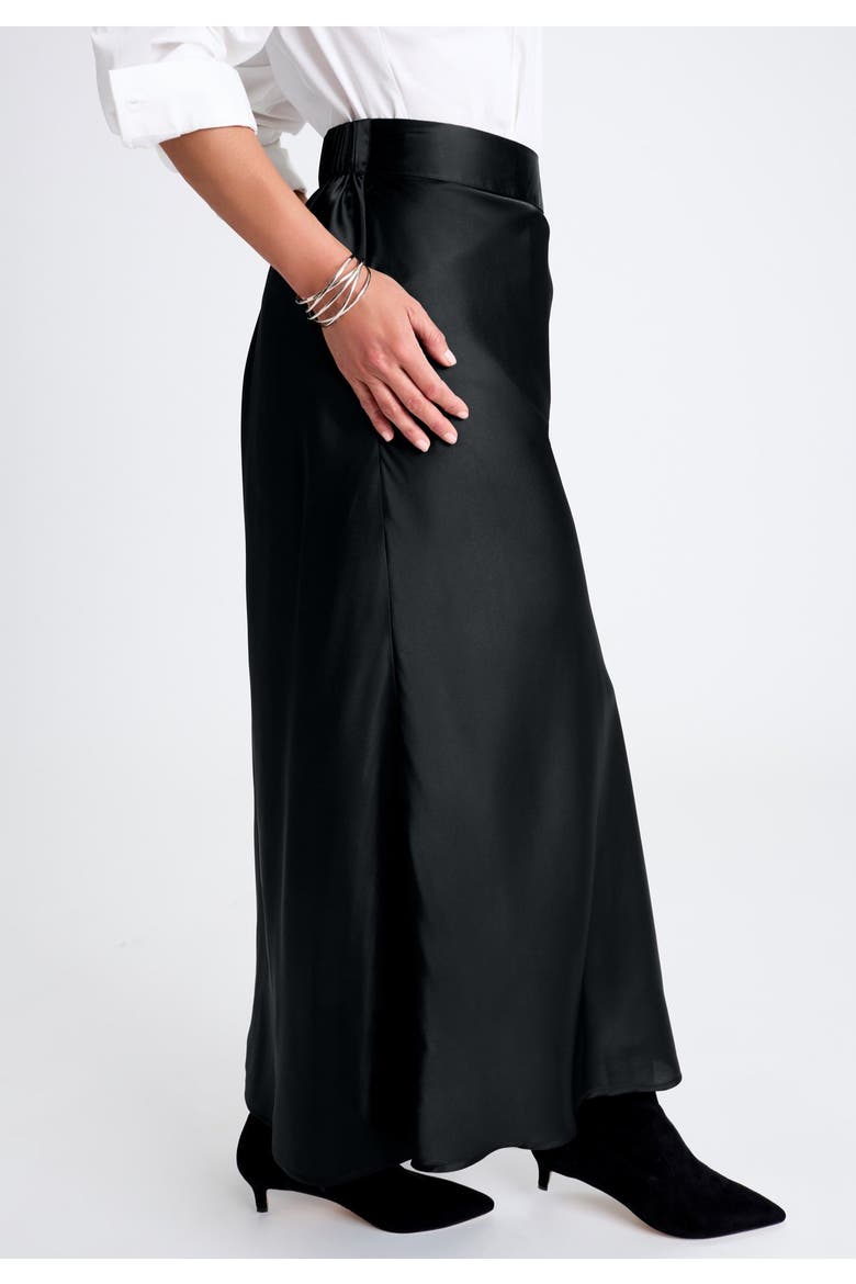 Satin Maxi Skirt, Alternate, color, BLACK