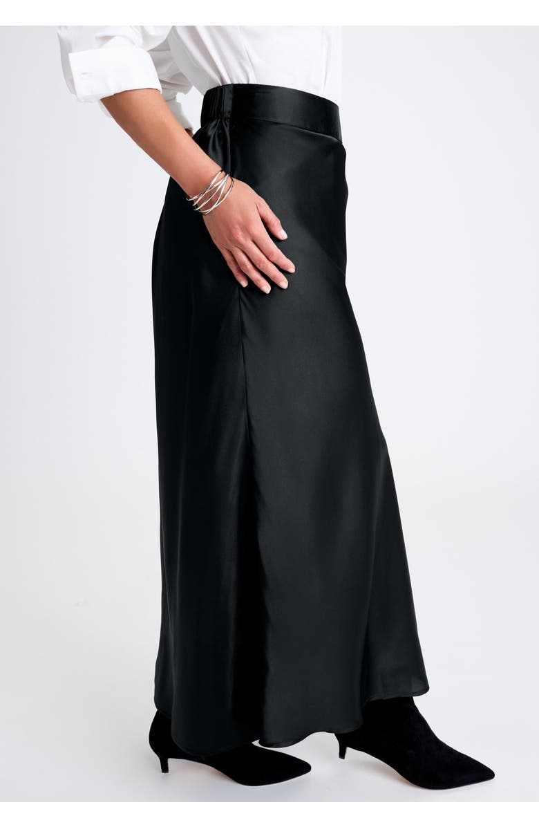 Jessica London Satin Maxi Skirt, Alternate, color, Black