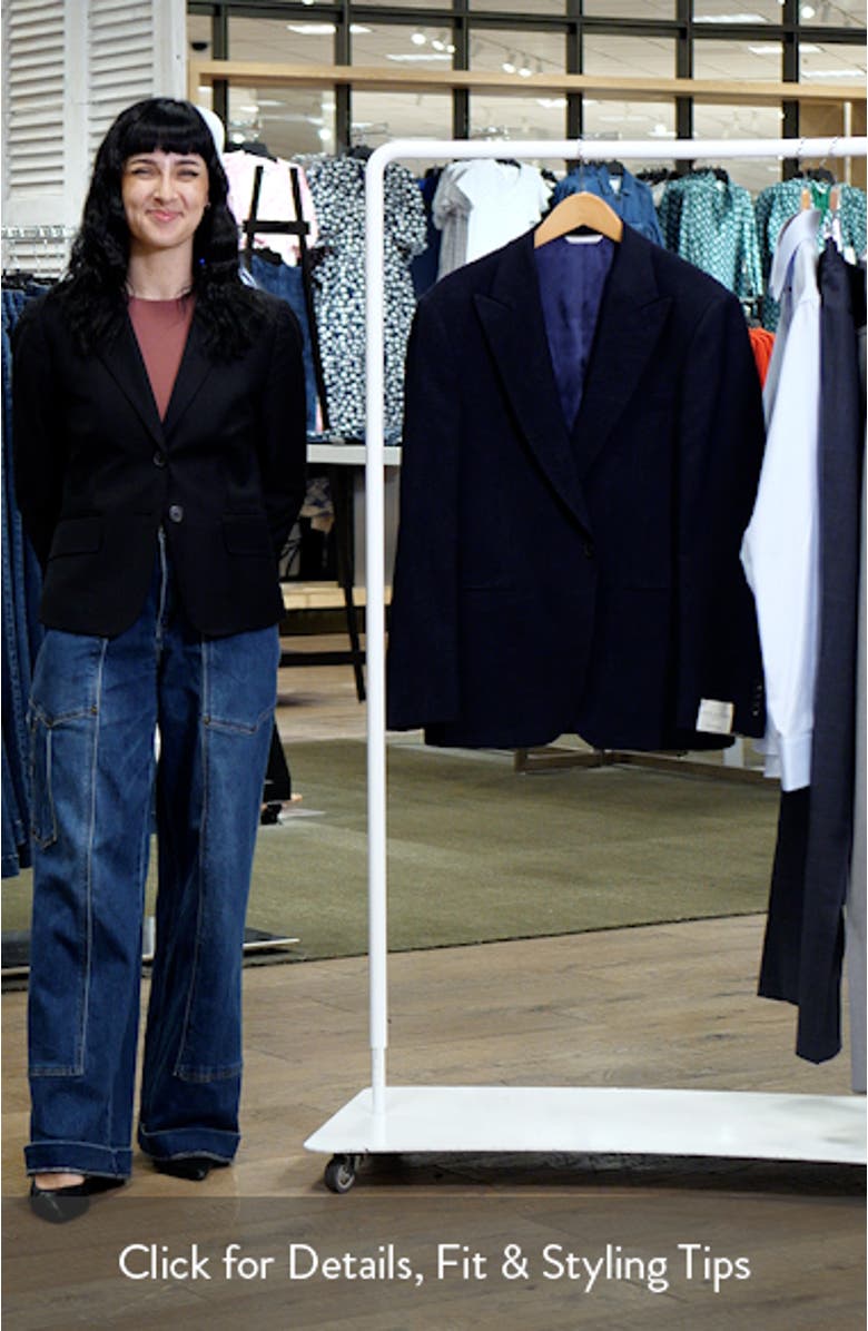 Erie Peak Lapel Navy Textured Wool Blazer, sales video thumbnail