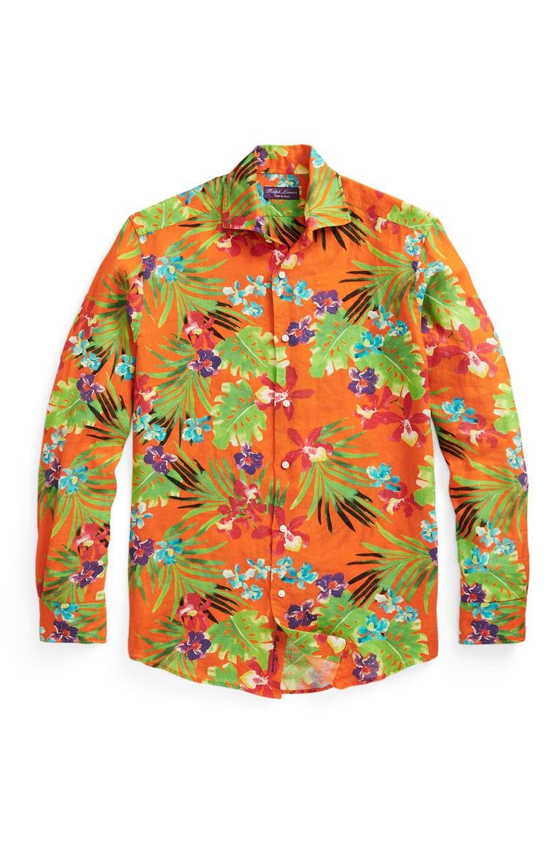 Ralph Lauren Purple Label Floral Linen Button-Up Shirt, Alternate, color,