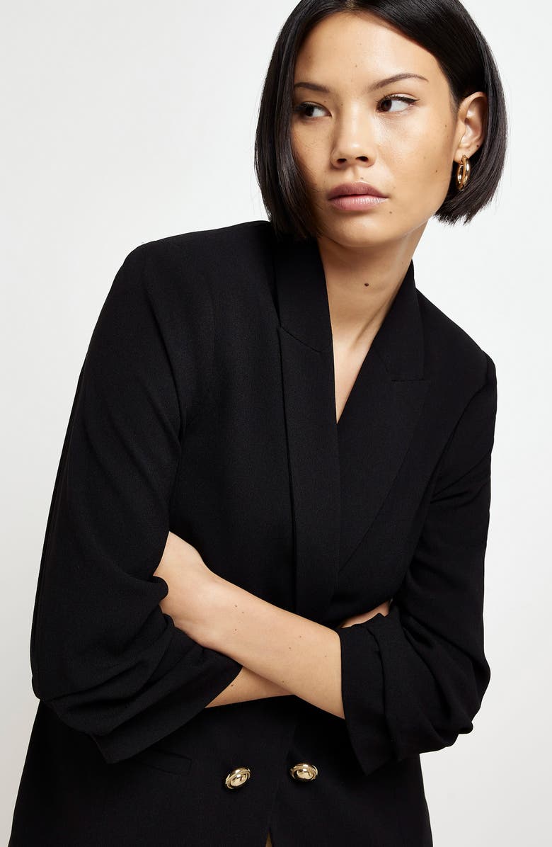 River Island Ruched Sleeve Blazer, Alternate, color,