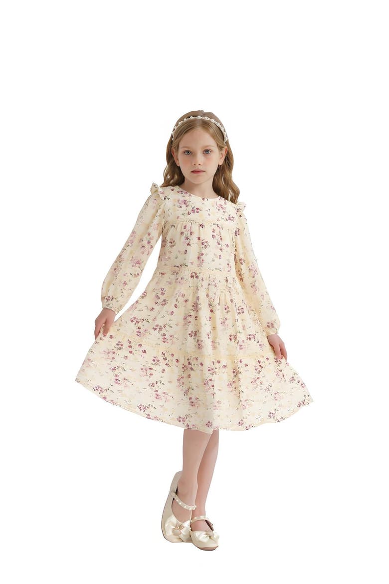 Floral Ruffle Dress, Alternate, color, White
