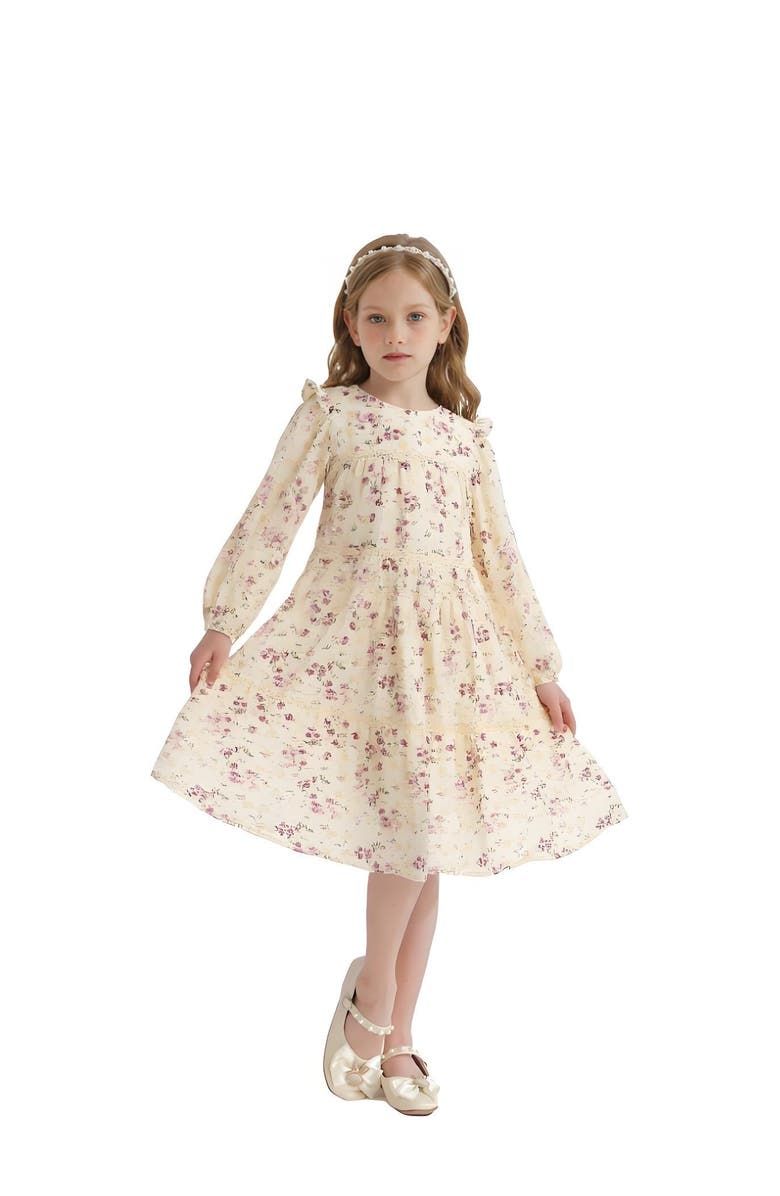 Sweet Cactus Floral Ruffle Dress, Alternate, color, White