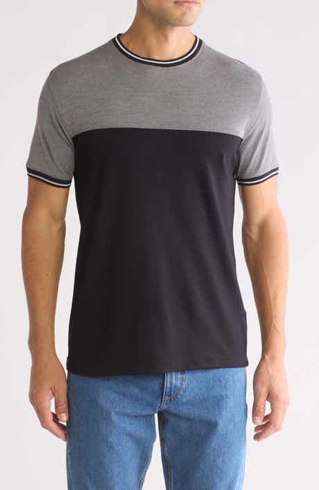 DENIM AND FLOWER Tipped Colorblock Crewneck T-Shirt