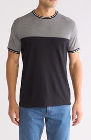 DENIM AND FLOWER Tipped Colorblock Crewneck T-Shirt